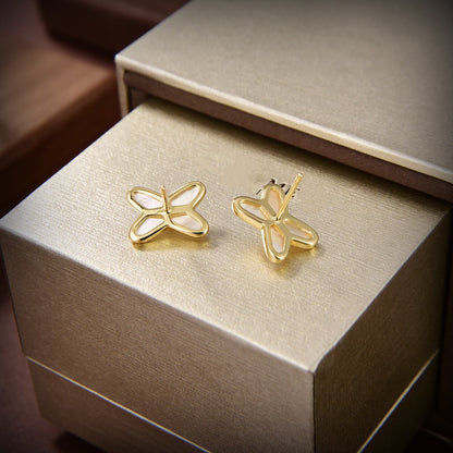 ¡®AuraJewelry¡¯JEUX DE WHITE MOP GOLD DIAMOND EARRINGS