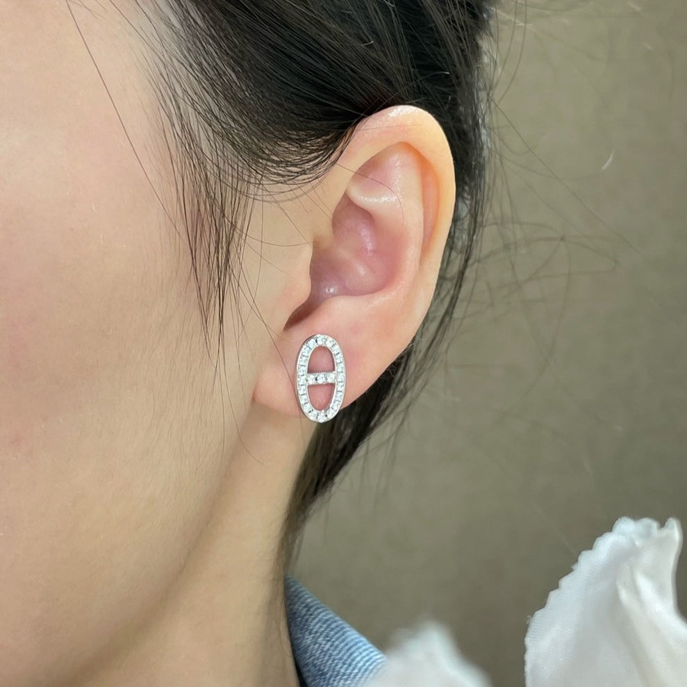 ¡®AuraJewelry¡¯HM FULL DIAMOND PIG NOSE STUD EARRINGS