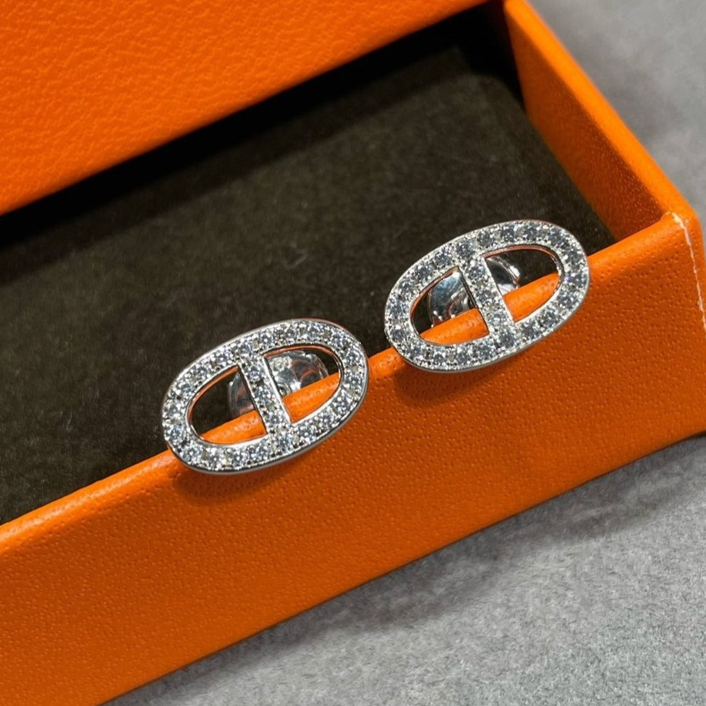 ¡®AuraJewelry¡¯HM FULL DIAMOND PIG NOSE STUD EARRINGS