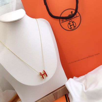 ¡®AuraJewelry¡¯HM CLIC RED ENAMEL GOLD NECKLACE