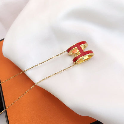 ¡®AuraJewelry¡¯HM CLIC RED ENAMEL GOLD NECKLACE