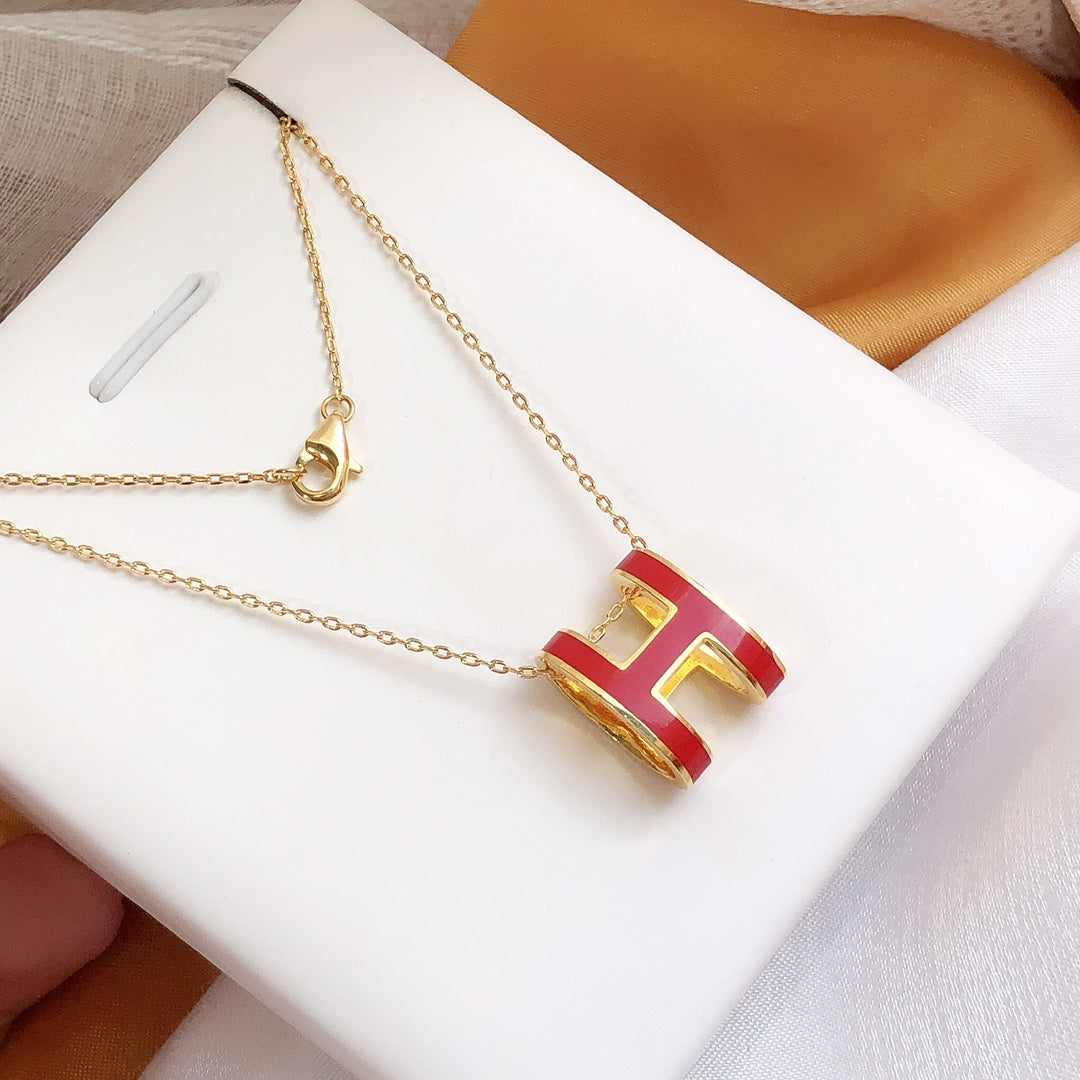 ¡®AuraJewelry¡¯HM CLIC RED ENAMEL GOLD NECKLACE