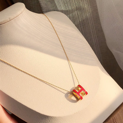 ¡®AuraJewelry¡¯HM CLIC RED ENAMEL GOLD NECKLACE