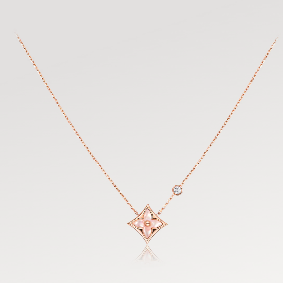 ¡®AuraJewelry¡¯STAR PINK MOP 1 DIAMOND PINK GOLD NECKLACE