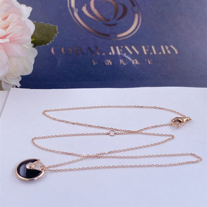 ¡®AuraJewelry¡¯AMULETTE ROSE GOLD ONYX NECKLACE