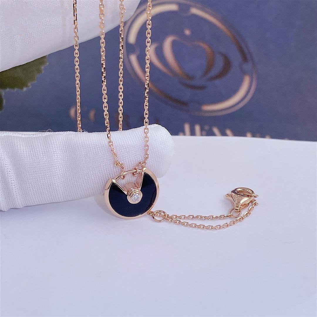 ¡®AuraJewelry¡¯AMULETTE ROSE GOLD ONYX NECKLACE