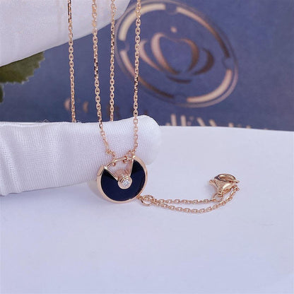 ¡®AuraJewelry¡¯AMULETTE ROSE GOLD ONYX NECKLACE