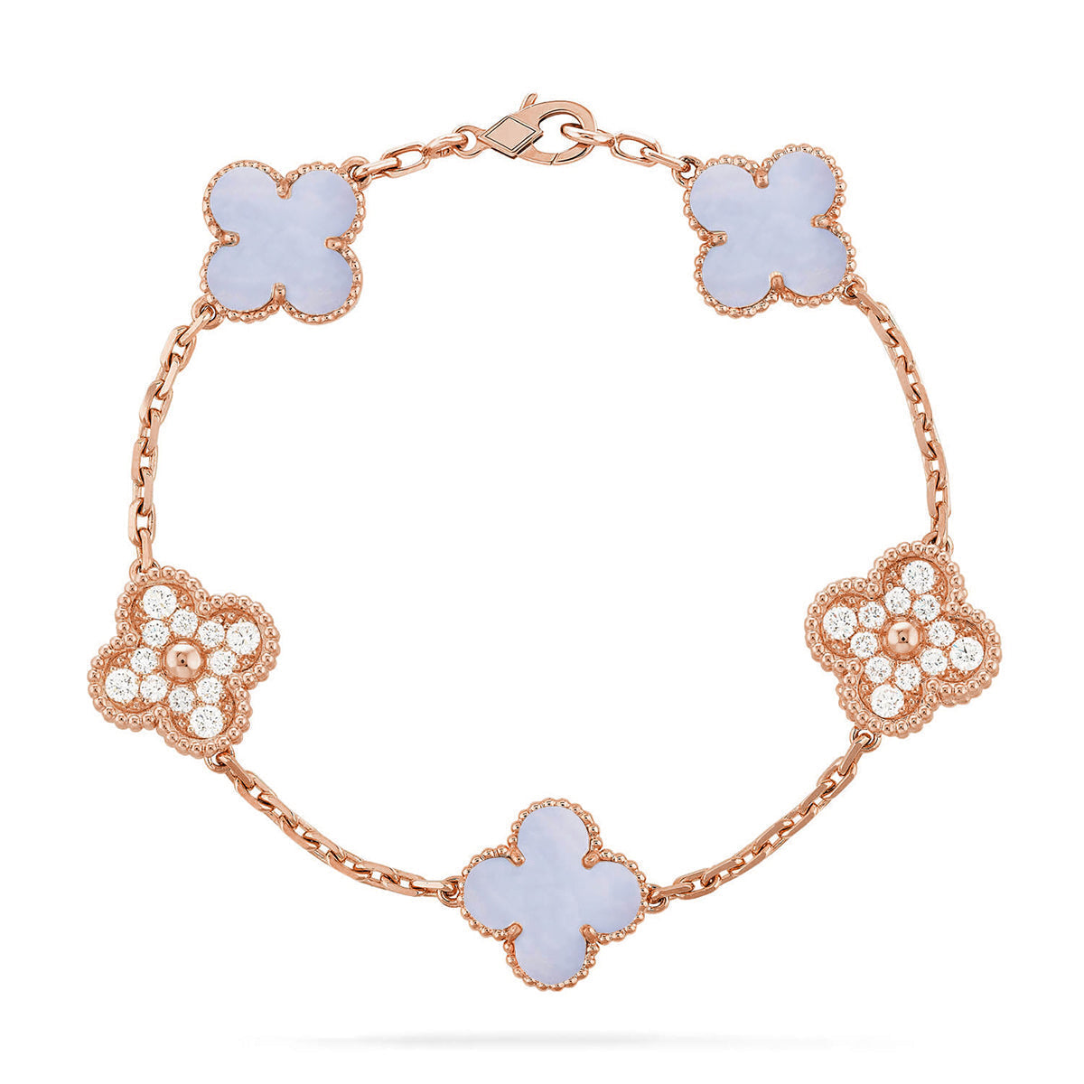 [AuraJewelry]New  CLOVER 5 MOTIF PURPLE CHALCEDONY BRACELET COLLECTION