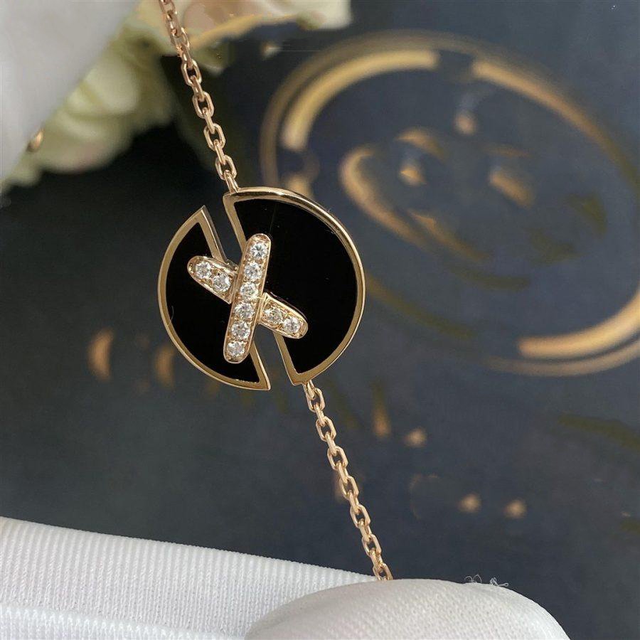 ¡®AuraJewelry¡¯JEUX DE BRACELET ONYX PINK GOLD DIAMOND