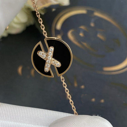 ¡®AuraJewelry¡¯JEUX DE BRACELET ONYX PINK GOLD DIAMOND