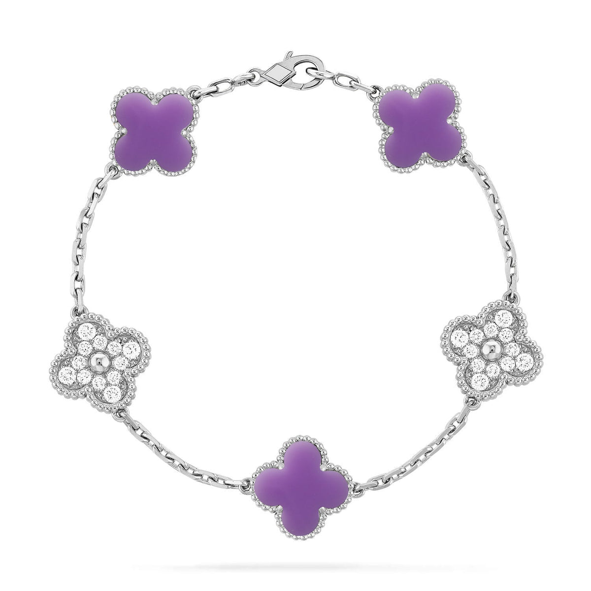 [AuraJewelry]New CLOVER 5 MOTIF LIGHT PURPLE BRACELET COLLECTION