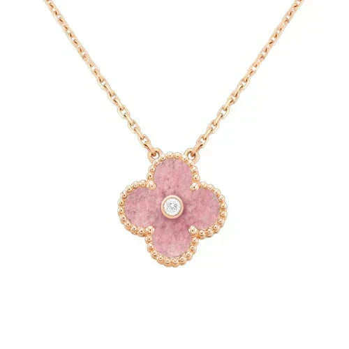 ¡®AuraJewelry¡¯CLOVER 15MM DIAMOND RHODONITE NECKLACE