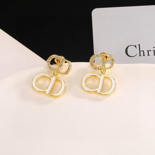 [AuraJewelry]Gold CD Letter Stud Earrings