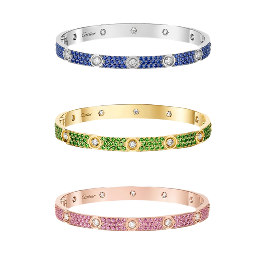 [AuraJewelry]2026 PAVE GEMSTONE LOVE BRACELET 6.1MM 10 DIAMONDS