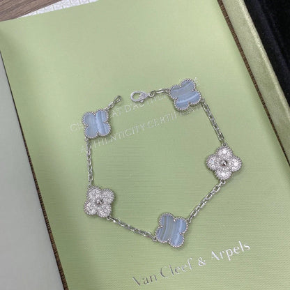 [AuraJewelry]New  CLOVER 5 MOTIF PURPLE CHALCEDONY BRACELET COLLECTION