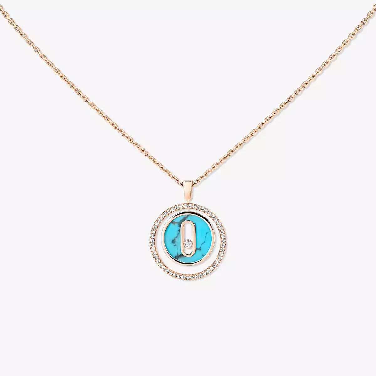 [AuraJewelry]Lucky Move Diamond Necklace in Rose Gold and White Mother-of-Pearl