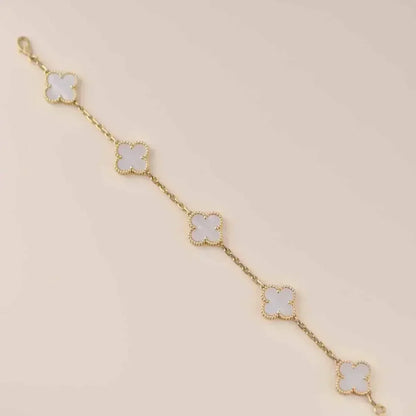 [AuraJewelry]New CLOVER WHITE PEARL MOP 5 MOTIF BRACELET COLLECTION