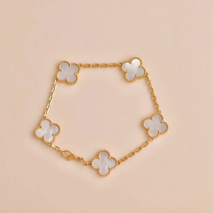 [AuraJewelry]New CLOVER WHITE PEARL MOP 5 MOTIF BRACELET COLLECTION