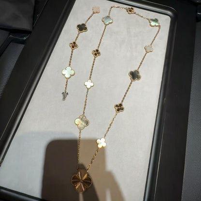 [AuraJewelry]DETACHABLE CLOVER 15(11+4) FLOWER ROSE GOLD NECKLACE SET