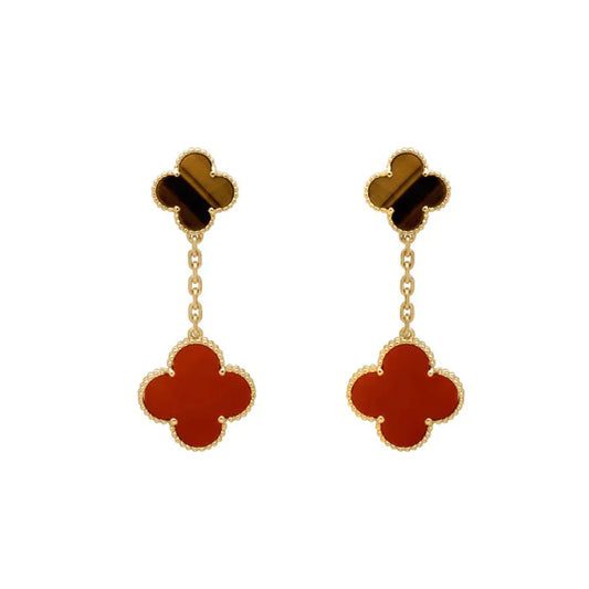 ¡®AuraJewelry¡¯CLOVER  2 MOTIF  TIGER EYE CARNELIAN EARRINGS