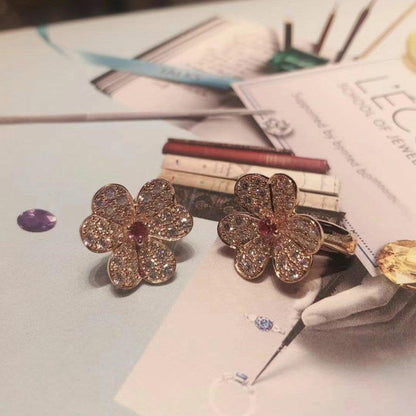 ¡®AuraJewelry¡¯FRIVOLE PINK GOLD FLOWER DIAMOND EARRINGS