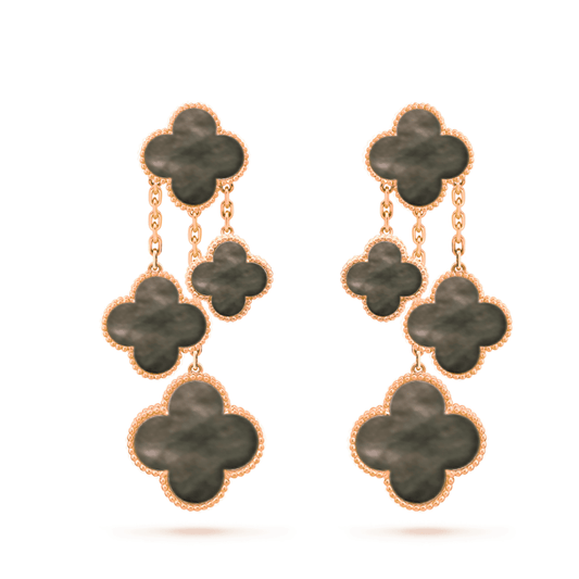 ¡®AuraJewelry¡¯CLOVER EARRINGS DARK MOP 4 MOTIFS ROSE GOLD