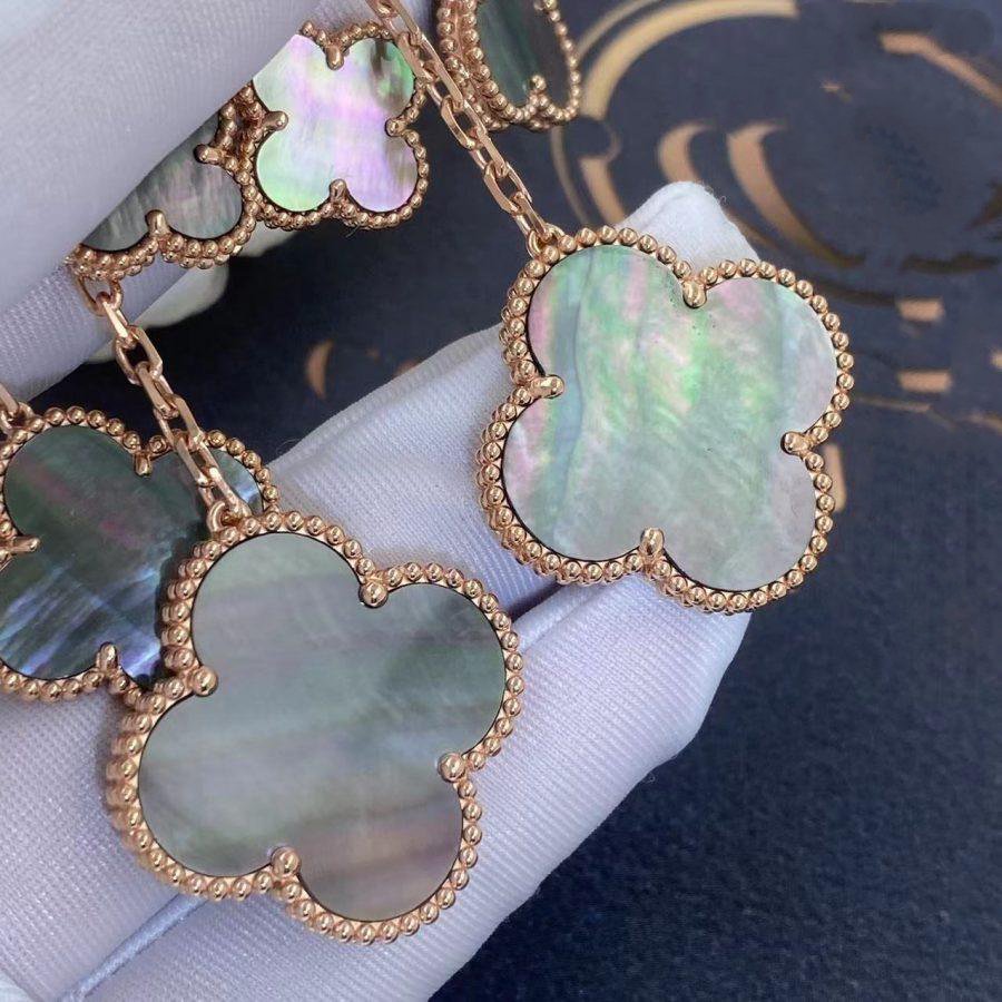 ¡®AuraJewelry¡¯CLOVER EARRINGS DARK MOP 4 MOTIFS ROSE GOLD
