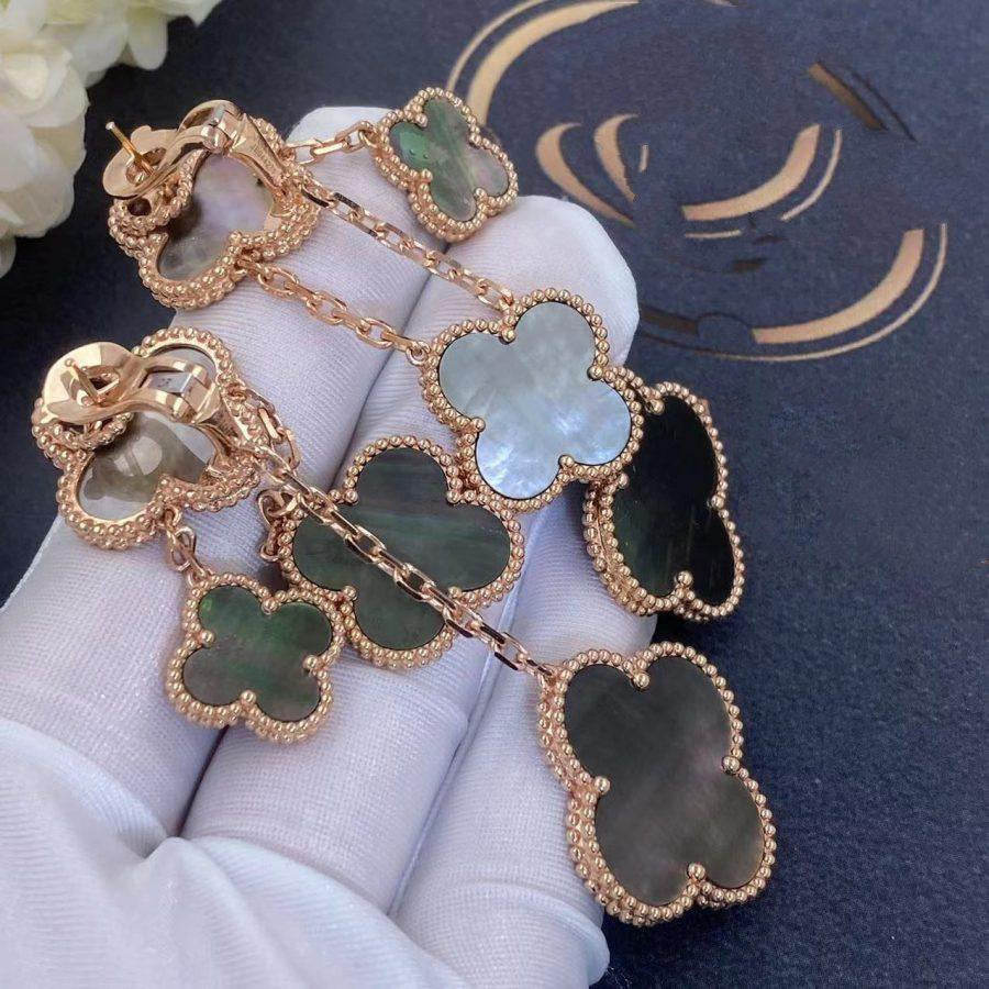 ¡®AuraJewelry¡¯CLOVER EARRINGS DARK MOP 4 MOTIFS ROSE GOLD