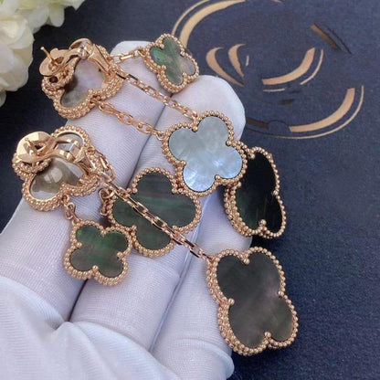 ¡®AuraJewelry¡¯CLOVER EARRINGS DARK MOP 4 MOTIFS ROSE GOLD