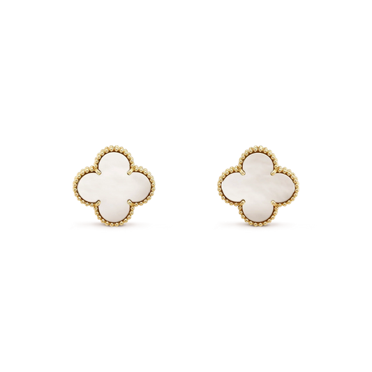 ¡®AuraJewelry¡¯CLOVER MEDIUM 1 MOTIFS  WHITE MOP STUD EARRINGS