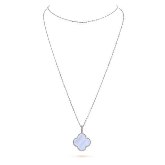 ¡®AuraJewelry¡¯CLOVER SILVER CHALCEDONY BIG CLOVER NECKLACE
