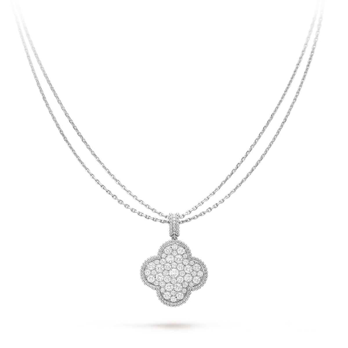 ¡®AuraJewelry¡¯CLOVER 25MM SILVER FULL DIAMOND BIG CLOVER NECKLACE