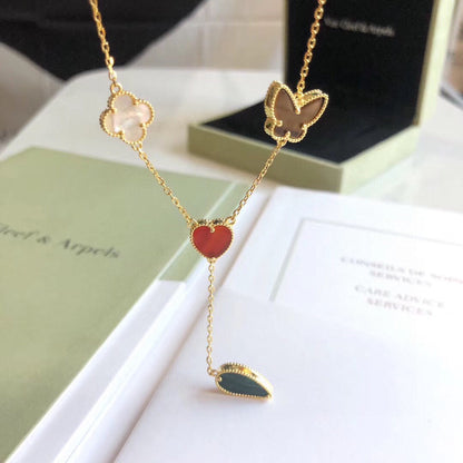 ¡®AuraJewelry¡¯LUCKY SPRING 4 MOTIFS ROSE GOLD NECKLACE