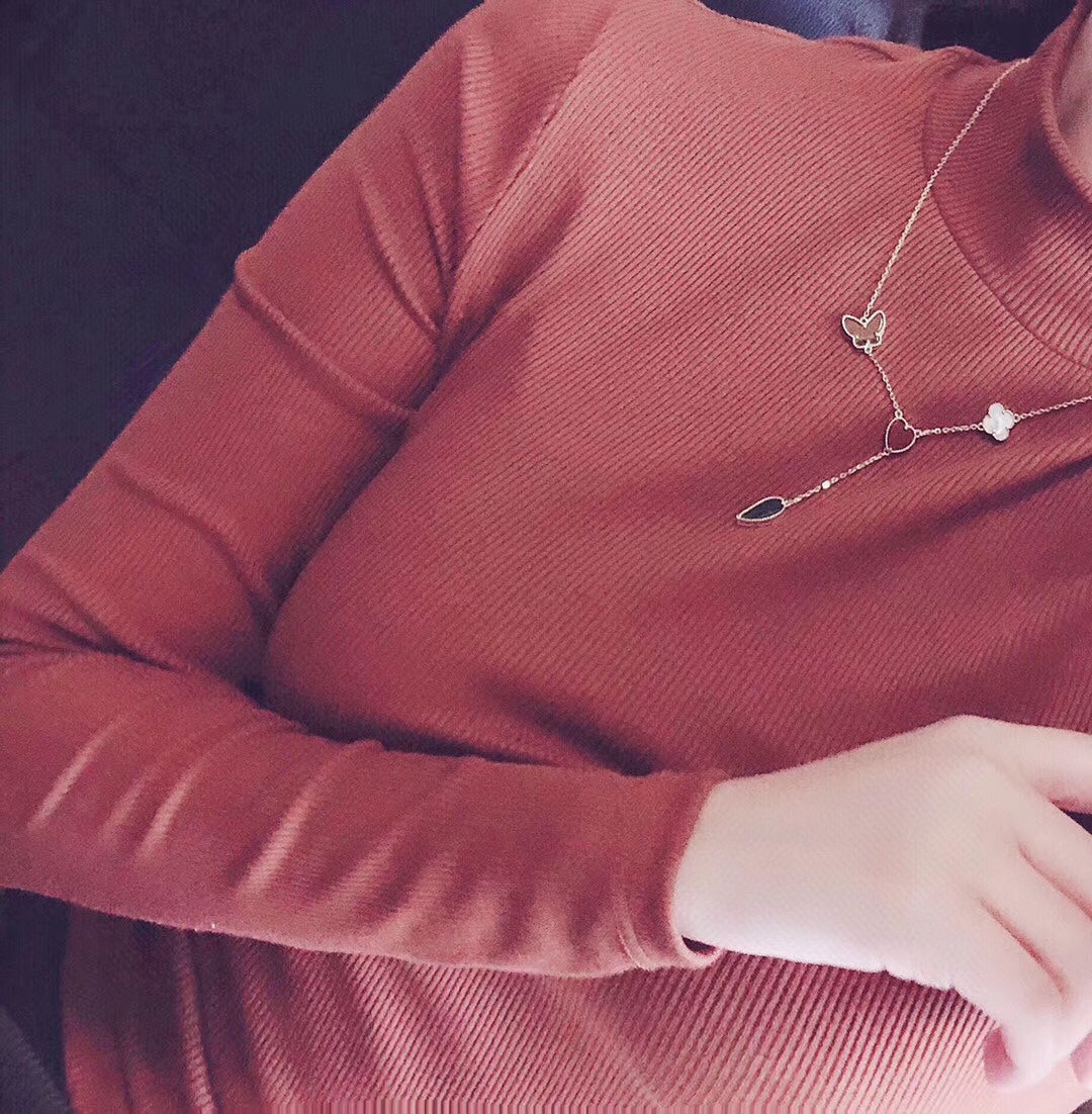 ¡®AuraJewelry¡¯LUCKY SPRING 4 MOTIFS ROSE GOLD NECKLACE