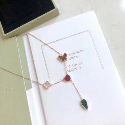 ¡®AuraJewelry¡¯LUCKY SPRING 4 MOTIFS ROSE GOLD NECKLACE