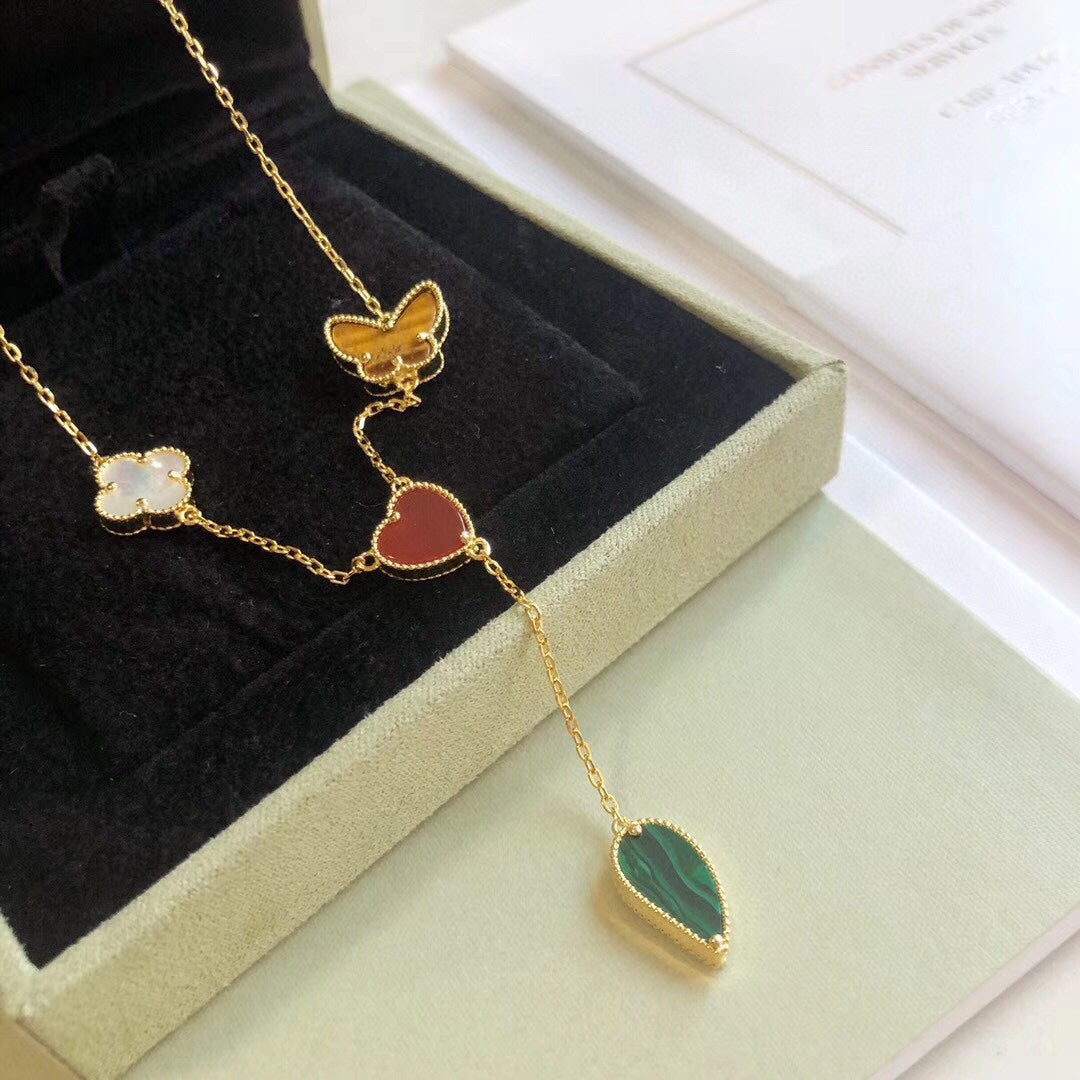 ¡®AuraJewelry¡¯LUCKY SPRING 4 MOTIFS ROSE GOLD NECKLACE